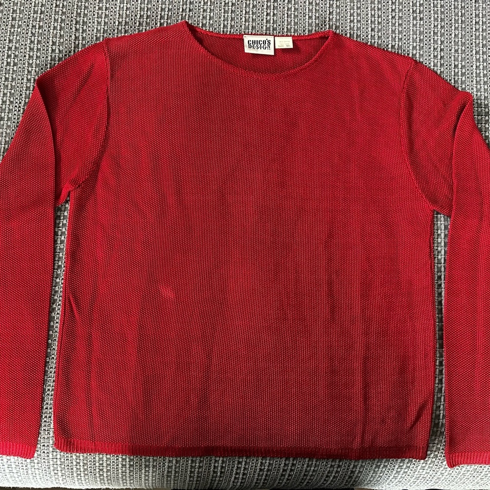 Red crew neck sweater.  M/L size.